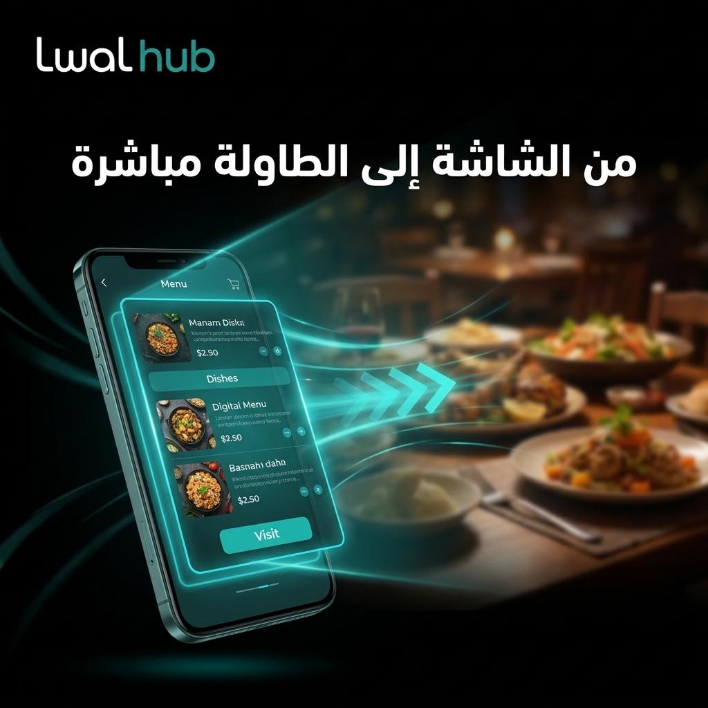 Digital menu presented beside restaurant dishes