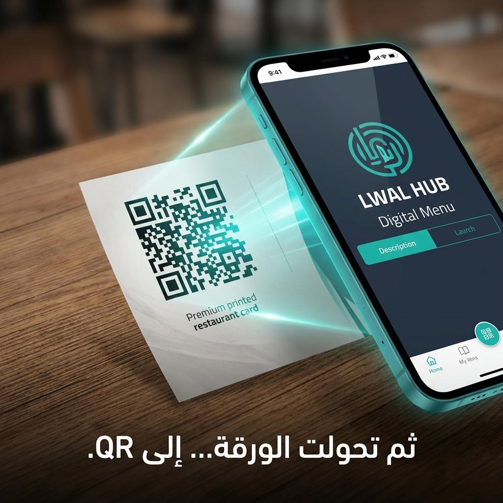 A digital menu beside a QR code